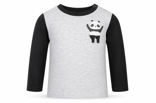 Front view of F&F boys’ grey basic t-shirt, size 12-18, months