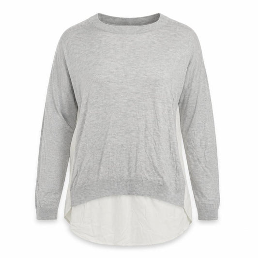 Front view of ASOS women’s grey pullover sweatshirt, size UK 12
