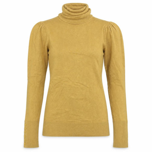 Front view of Atmosphere women’s yellow pullover sweatshirt, size UK 8