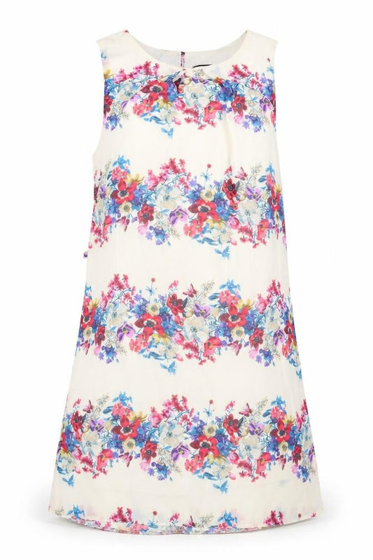 Front view of Atmosphere women’s ivory floral a-line, size UK 12