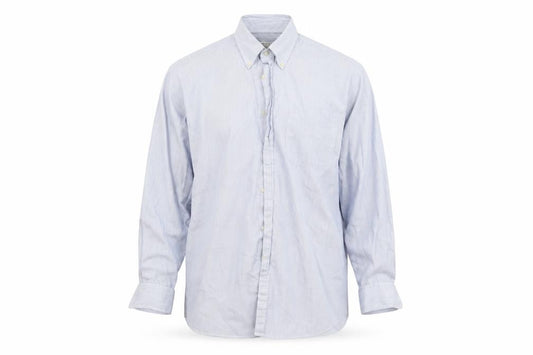 Front view of Next men’s blue striped button-up, size 16