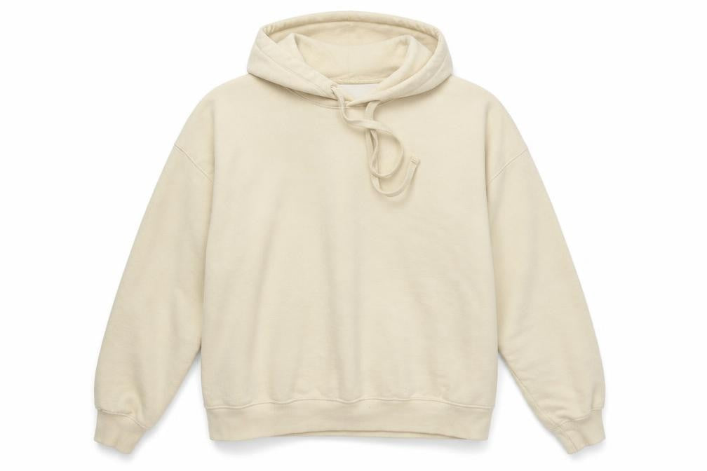 Front view of H&M women’s beige pullover hoodie, size S
