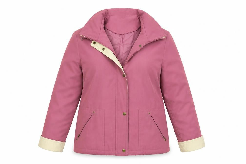 Front view of Berkertex women’s pink overcoat coat, size UK 14