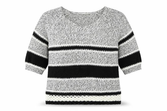 Front view of F&F women’s black geometric knit jumper, size UK 10