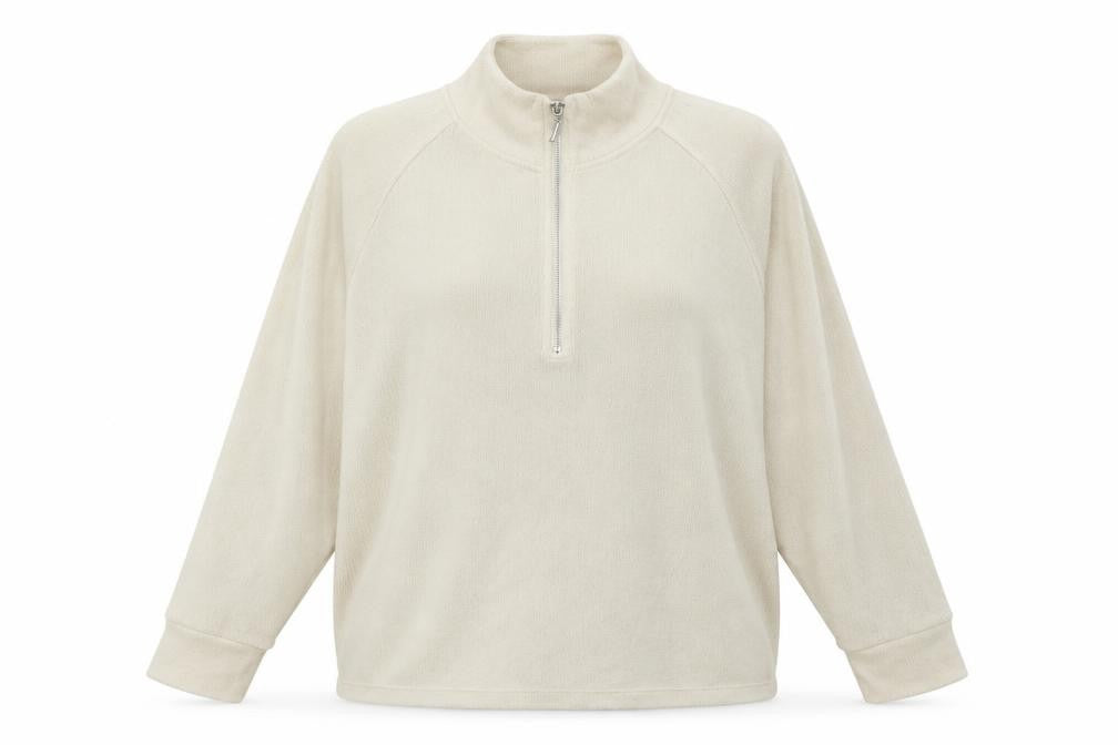 Front view of Tu women’s ivory jersey pullover sweatshirt, size UK 12