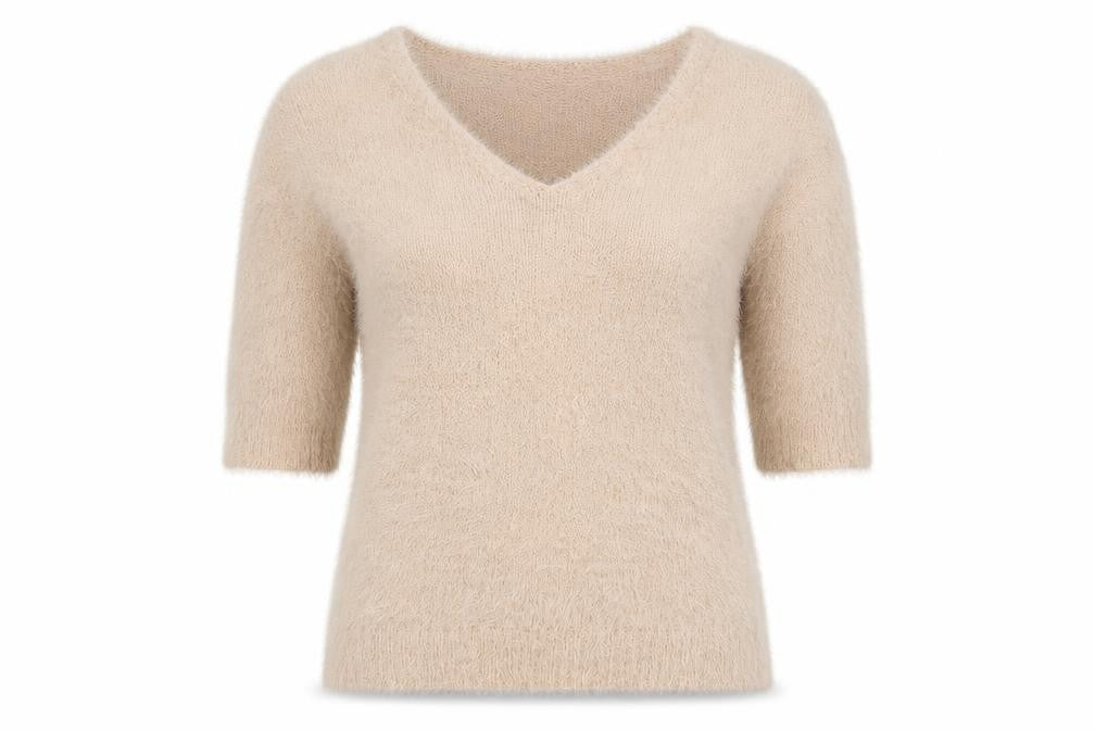 Front view of F&F women’s beige knit jumper, size UK 10