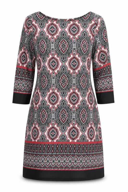 Front view of Primark women’s multicoloured geometric fit & flare, size UK 8