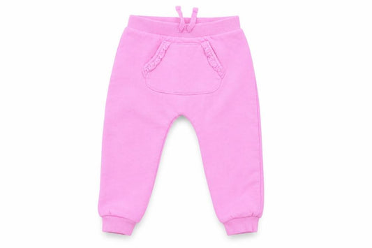 Front view of Asda George girls’ pink jogger trousers, size 12-18, months