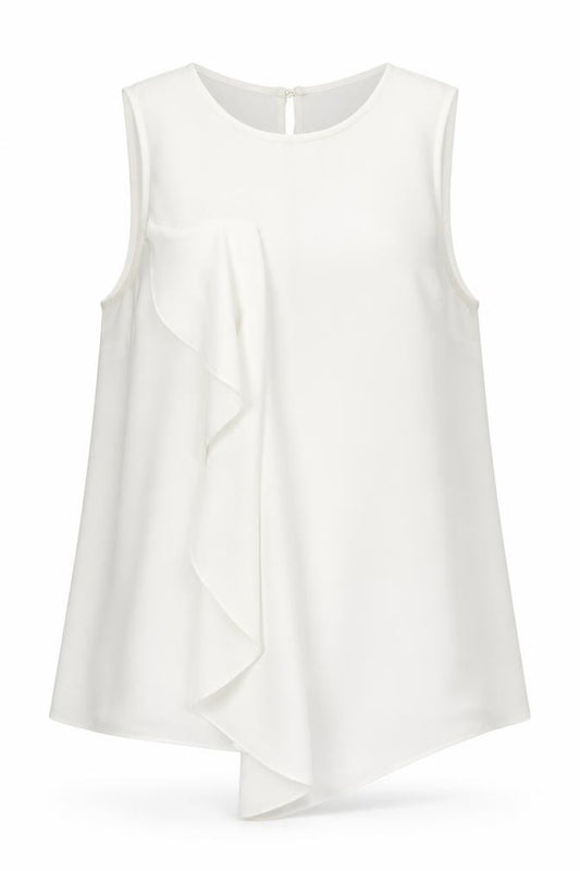 Front view of ASOS women’s white basic tank, size UK 8