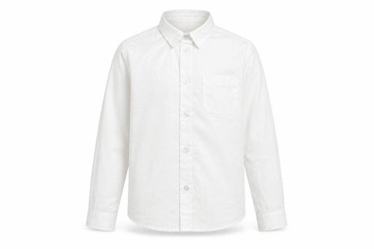 Front view of Pep&Co boys’ white basic button-up, size 8-9, years