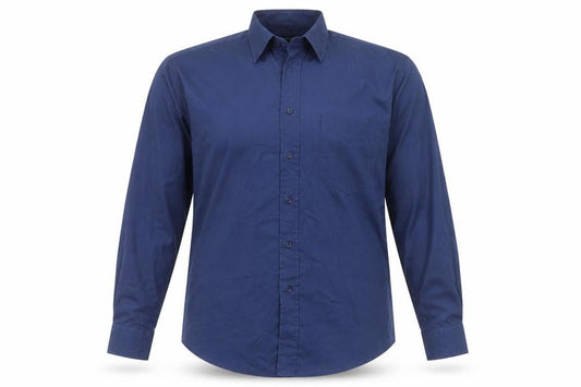 Front view of ARMANDO men’s blue button-up, size M