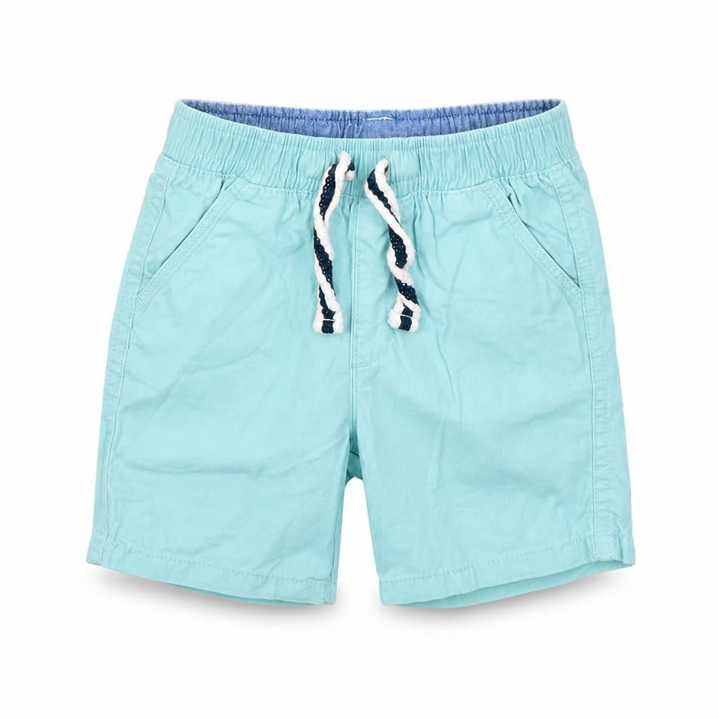 Front view of Matalan boys’ blue capri trousers, size 12-18, months