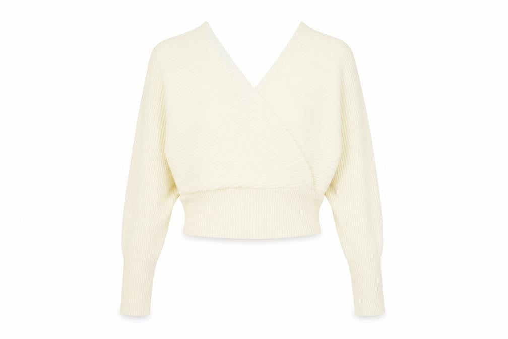 Front view of PRETTYLITTLETHING women’s white jumper, size S