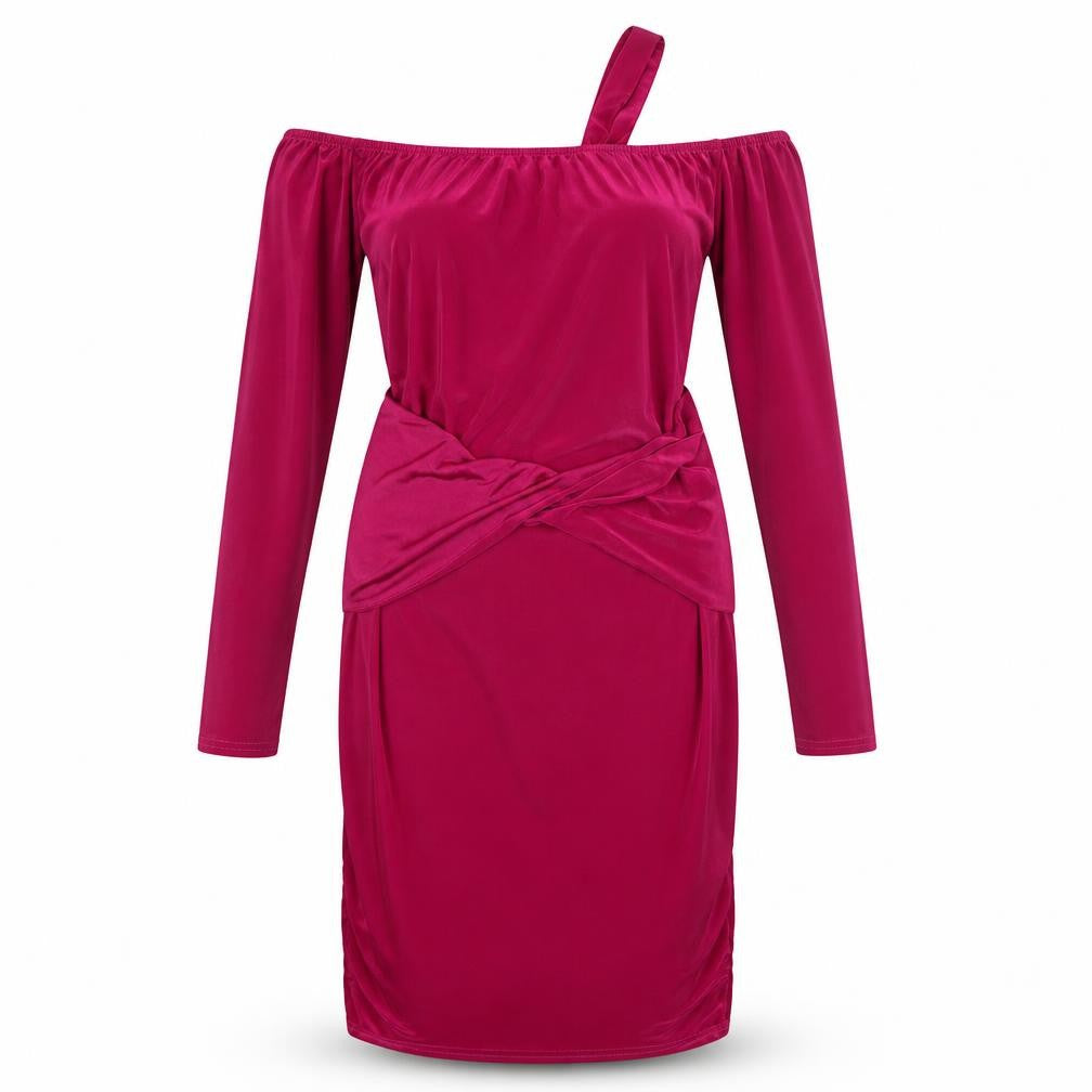 Front view of Missguided women’s purple bodycon, size UK 12