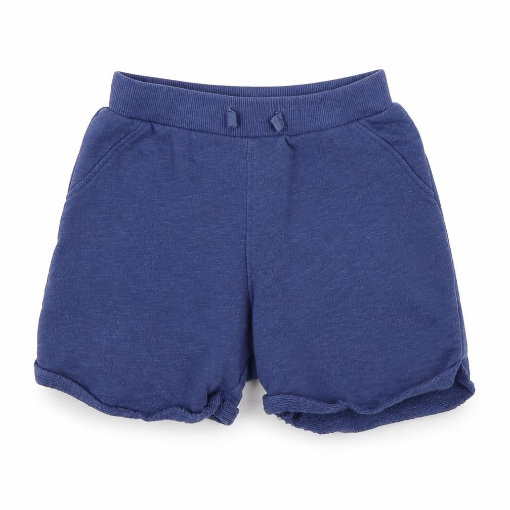 Front view of Marks & Spencer boys’ blue cropped trousers, size 12-18, months