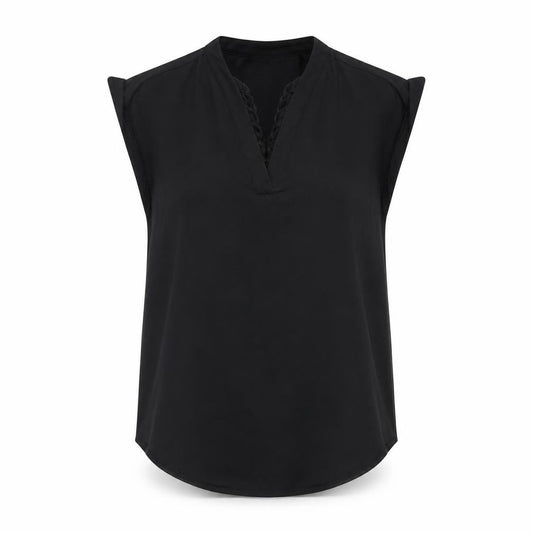 Front view of F&F women’s black basic blouse, size UK 10