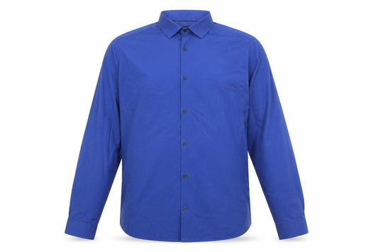 Front view of Burton men’s blue button-up, size XL