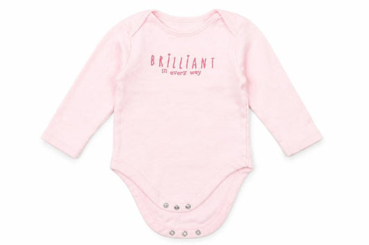 Front view of George Baby Pink Babygrow One-Piece, size 9-12, Months
