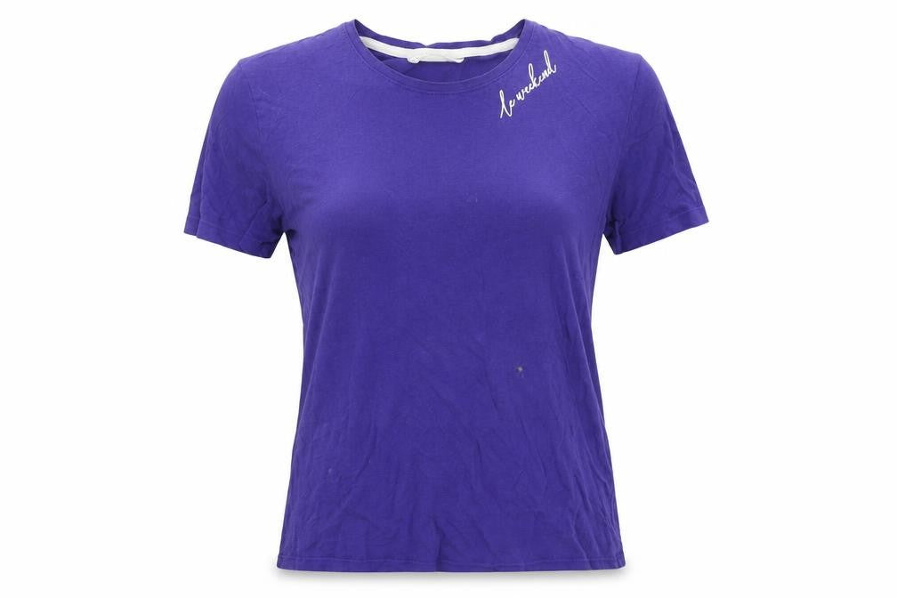 Front view of Marks & Spencer women’s purple basic t-shirt, size UK 8