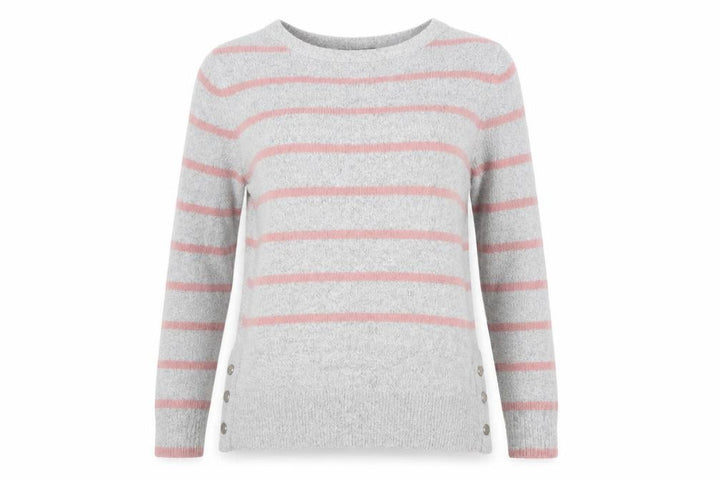 Oasis Womens Grey Striped Pullover Jumper Size M