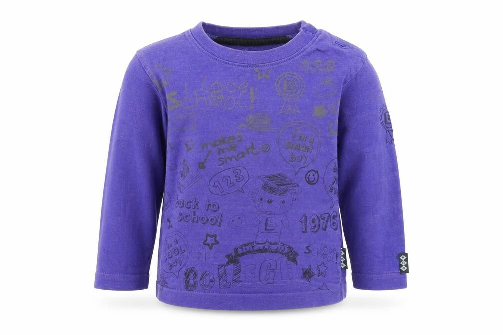 Front view of Boy Star boys’ purple basic t-shirt, size 12, months