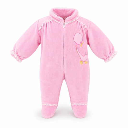 Front view of Ballon Rouge Baby Pink Babygrow One-Piece, size 3-6, Months