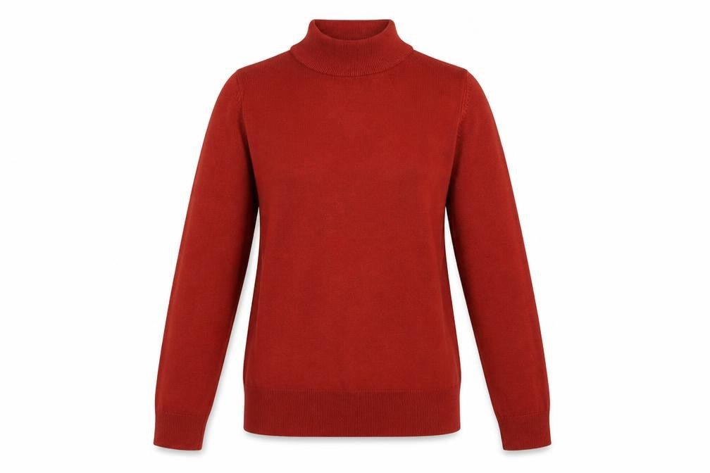 Front view of Marks & Spencer women’s orange pullover sweatshirt, size UK 10