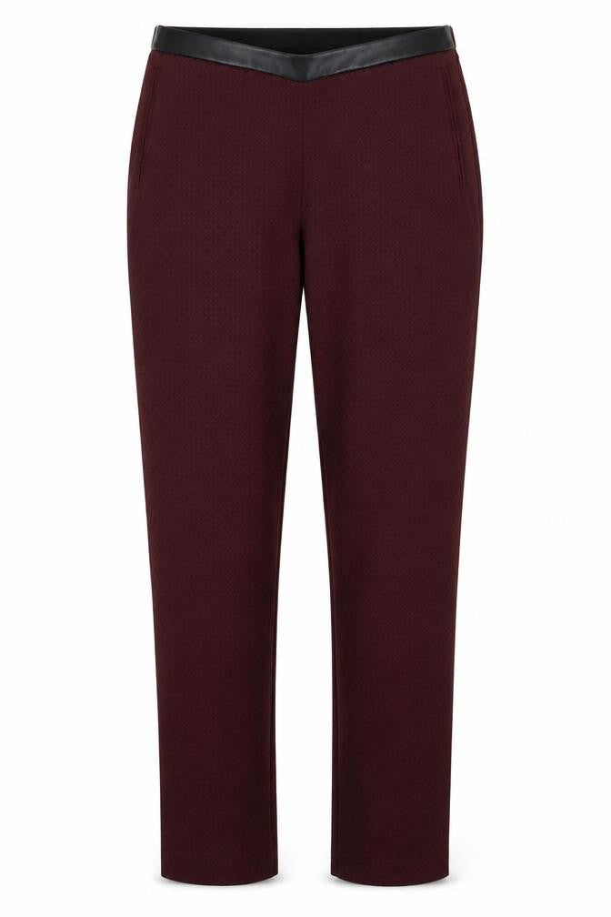 Front view of Oasis women’s red trousers, size UK 10, 28-inch leg