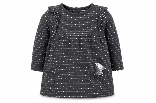 Front view of George girls’ grey polka dot basic t-shirt, size 6-9, months