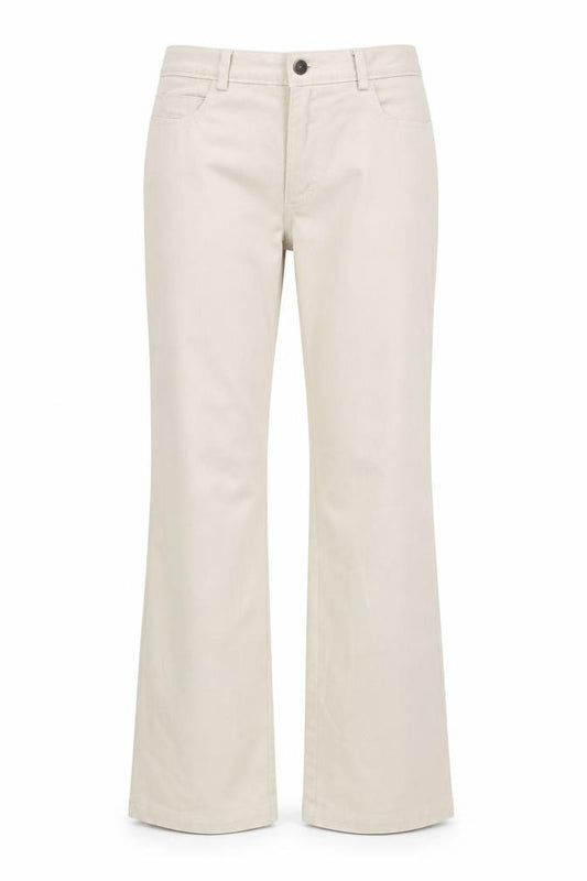 Front view of Tech women’s beige bootcut jeans, size UK 34, in, 29-inch leg - short