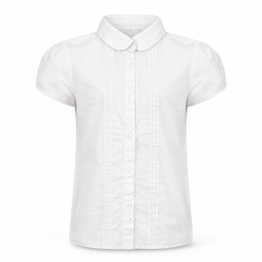 Front view of F&F girls’ white basic button-up, size 9-10, years