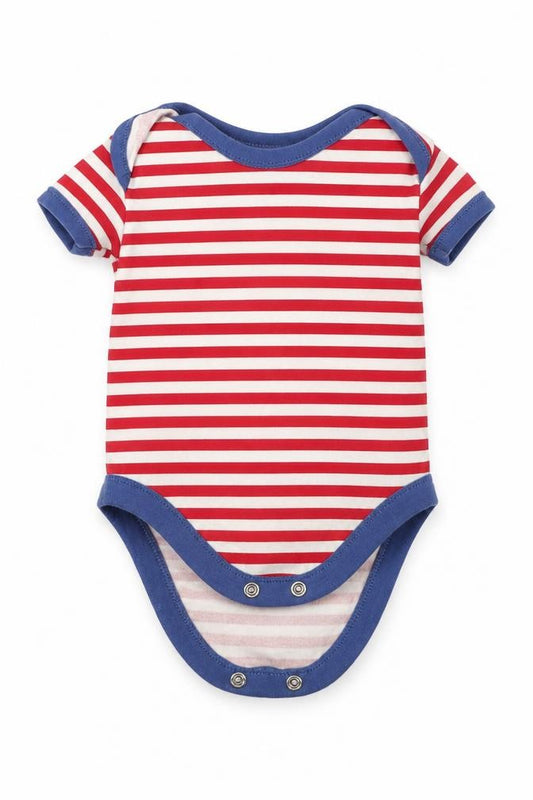 Front view of Matalan Baby Multicoloured Striped Leotard One-Piece, size 0-3, Months