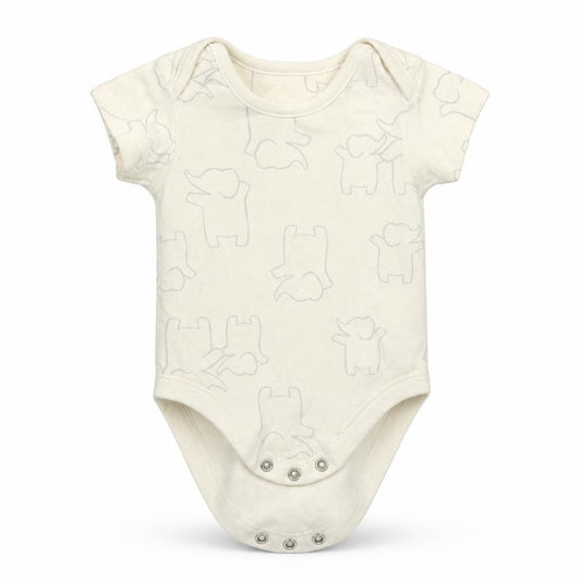 Front view of Marks & Spencer Baby White Animal Print Leotard One-Piece, size 0-3, Months