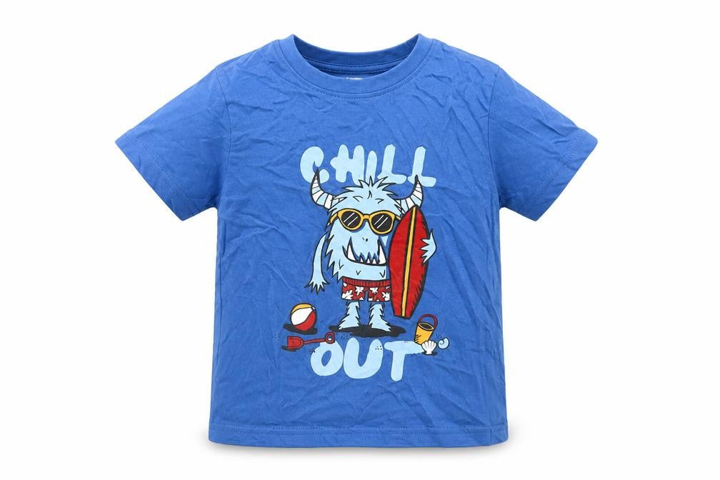 Front view of Primark boys’ black basic t-shirt, size 3-4, years - monster