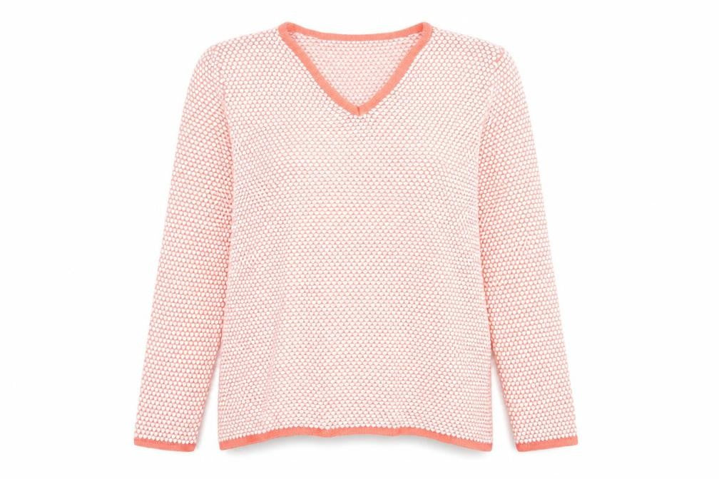Front view of Collection L women’s multicoloured polka dot jumper, size UK 16