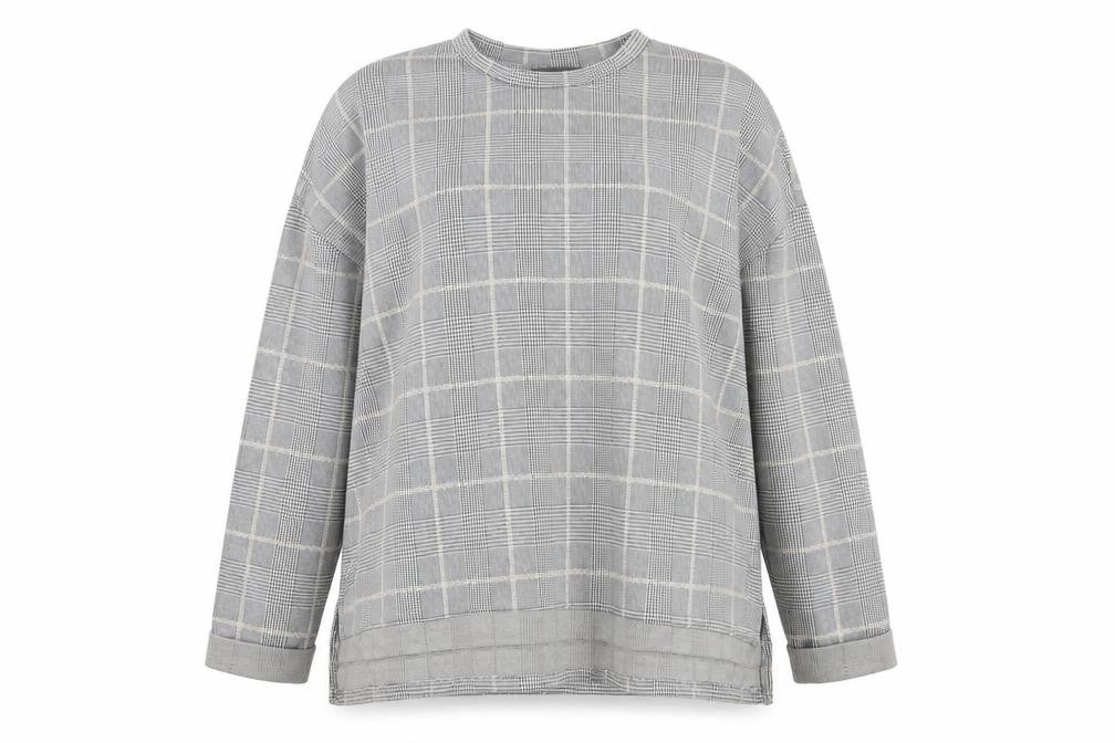 Front view of Primark women’s grey check jumper, size XL