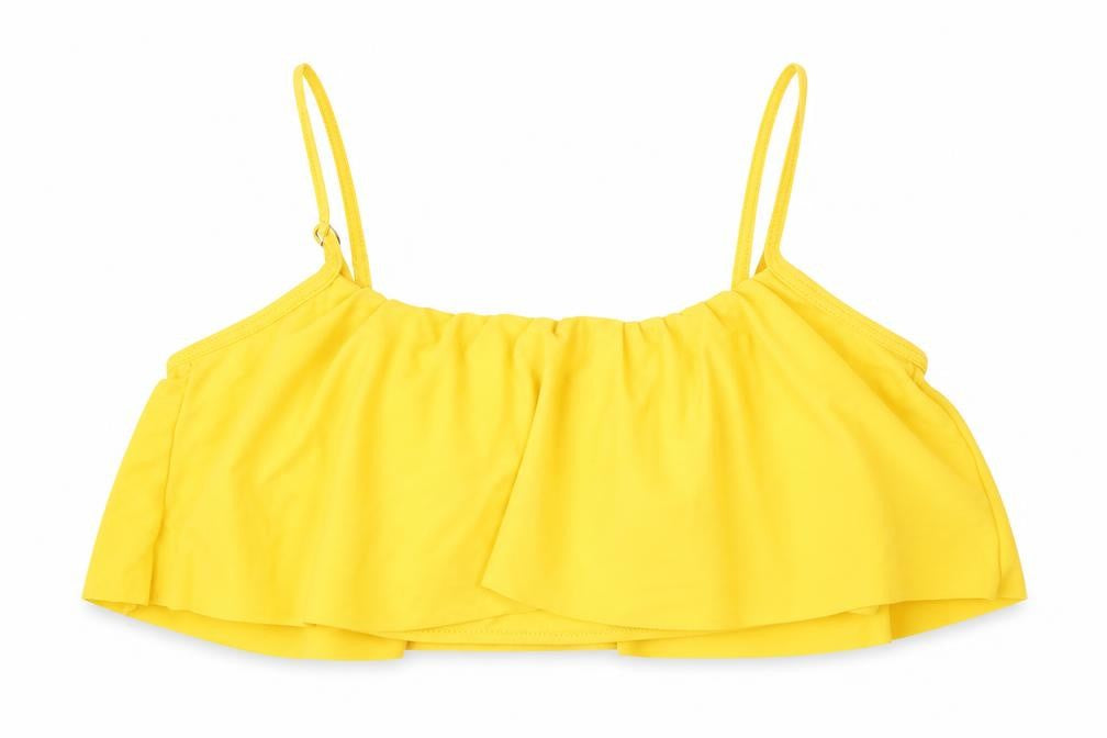 Front view of Preworn women’s yellow cropped blouse, size S