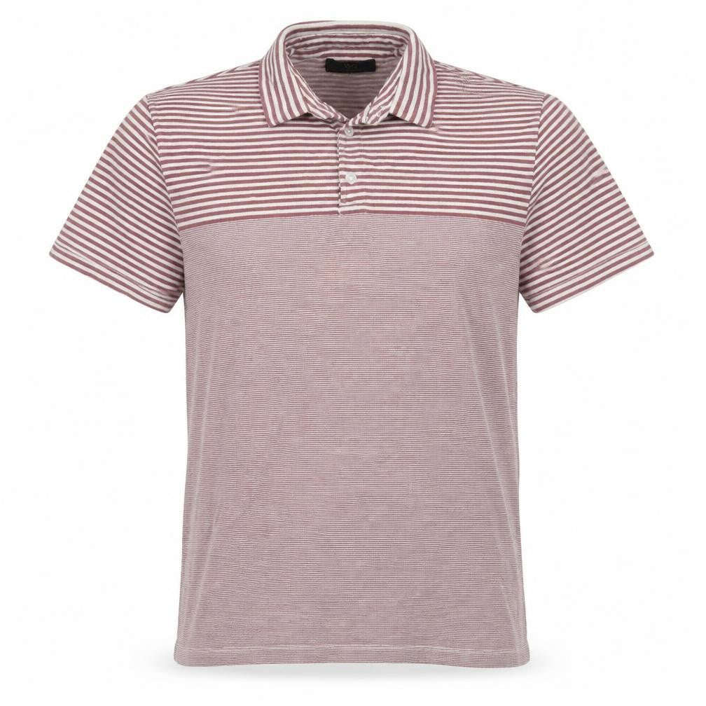 Front view of ACW85 men’s purple polo, size L