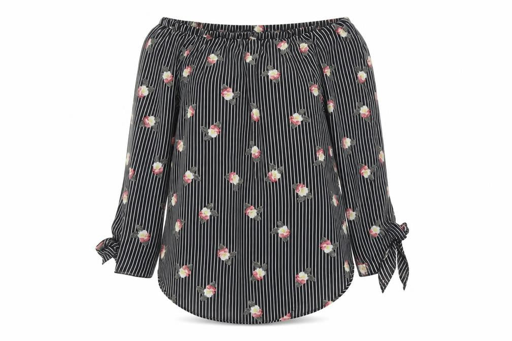 Front view of Cameo Rose women’s multicoloured striped basic t-shirt, size UK 10