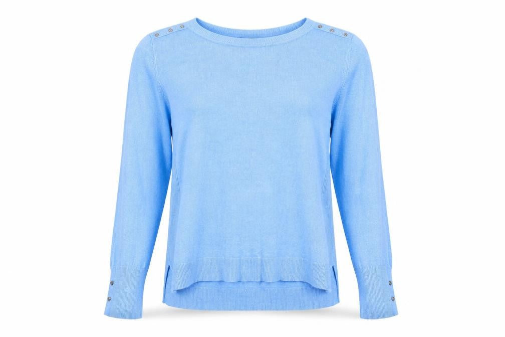 Front view of Primark women’s blue pullover sweatshirt, size L