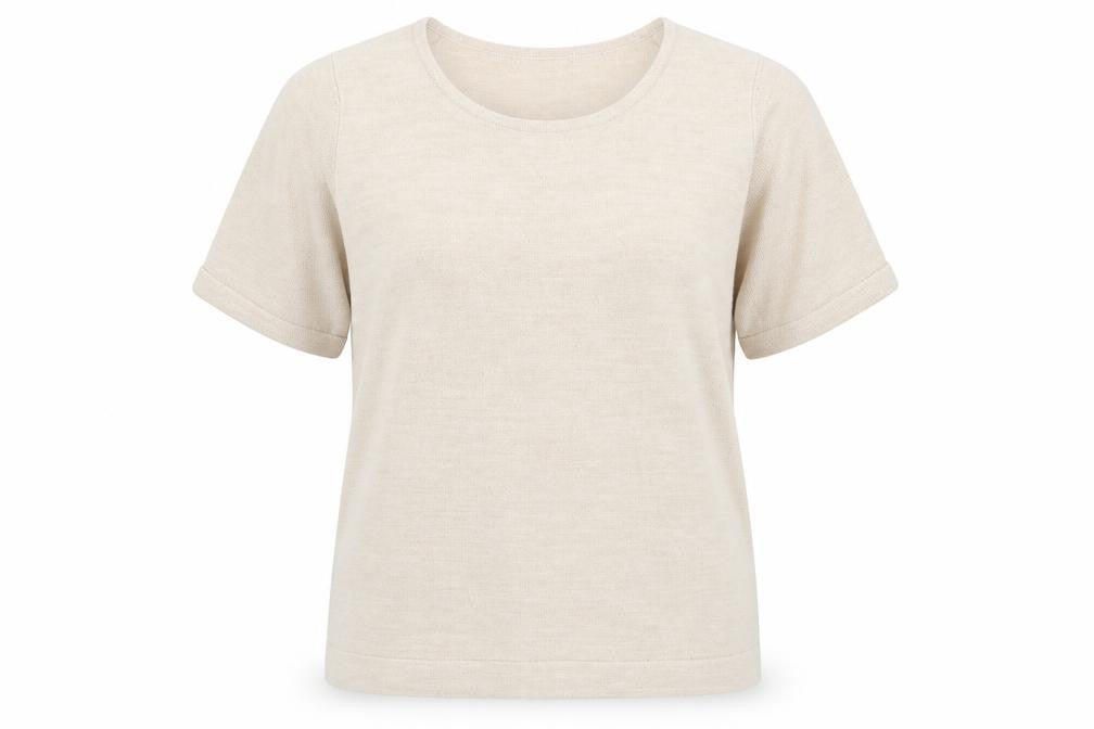Front view of Marks & Spencer women’s beige jumper, size UK 16