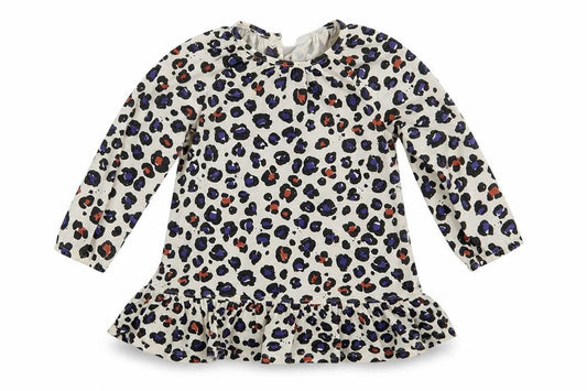 Front view of Next girls’ ivory animal print a-line, size 12-18, months
