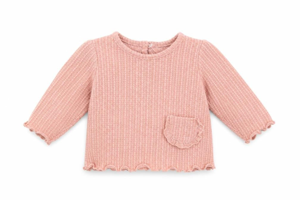 Front view of Matalan girls’ pink basic t-shirt, size 0-3, months