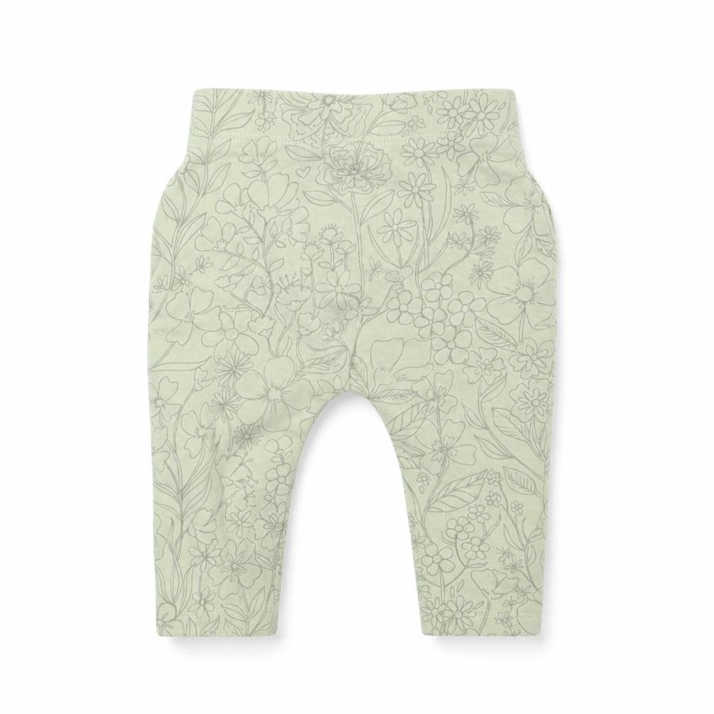 George Girls Green Floral  Jogger Leggings Size 0-3 Months  - Waist 14in; Inside  leg 5in