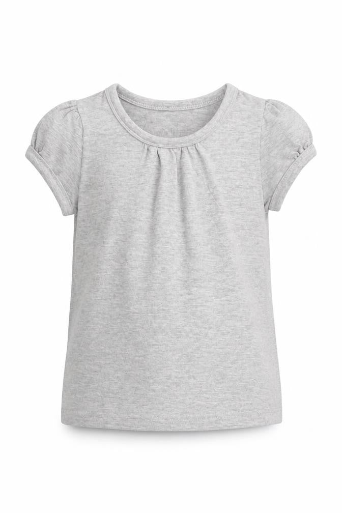Front view of Matalan girls’ grey basic t-shirt, size 4-5, years