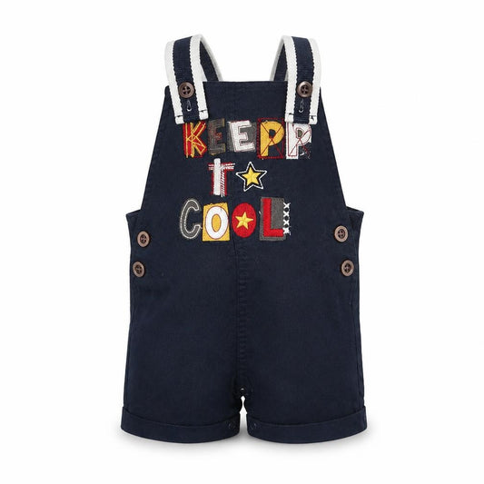 Front view of Ackerman's Baby Baby Blue Denim Pinafore/Dungaree Dress, size 3-6, Months - Keep it Cool