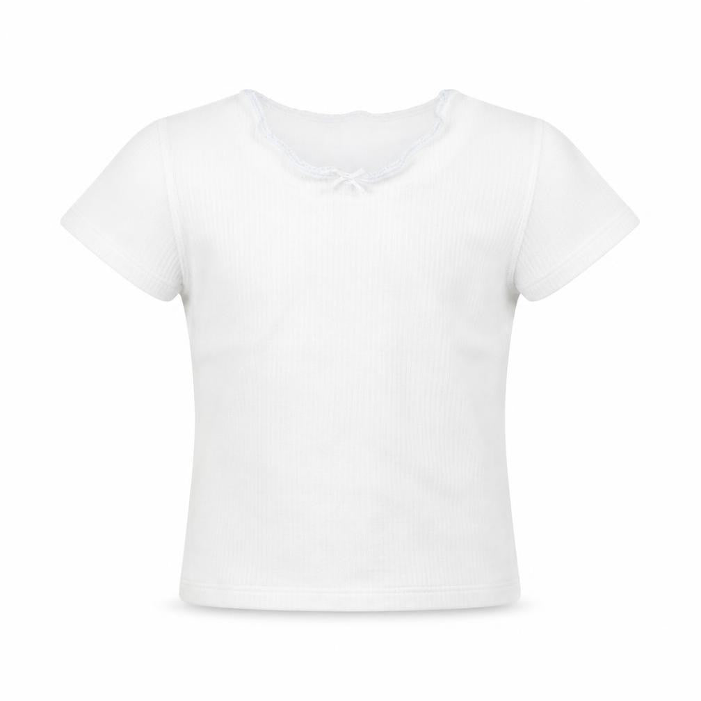 Front view of Marks & Spencer girls’ white basic t-shirt, size 3, years