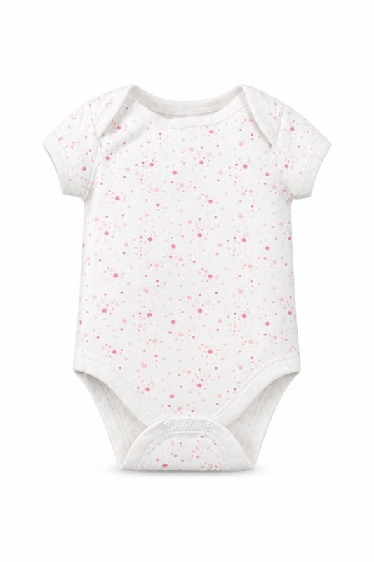 Front view of Primark Baby White Spotted Babygrow One-Piece, size 3-6, Months