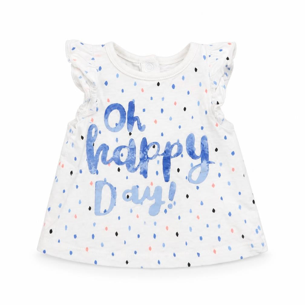 F&F Girls White Polka Dot  Basic Tank Size 0-3 Months  - Oh happy days