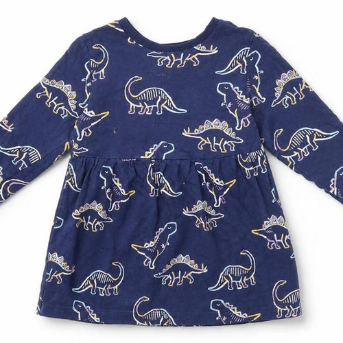 M&S Girls Blue Animal Print  Fit & Flare  Size 18 Months  - Dinosaur
